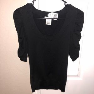 Sophie Max Black Sweater with ruching on shoulders